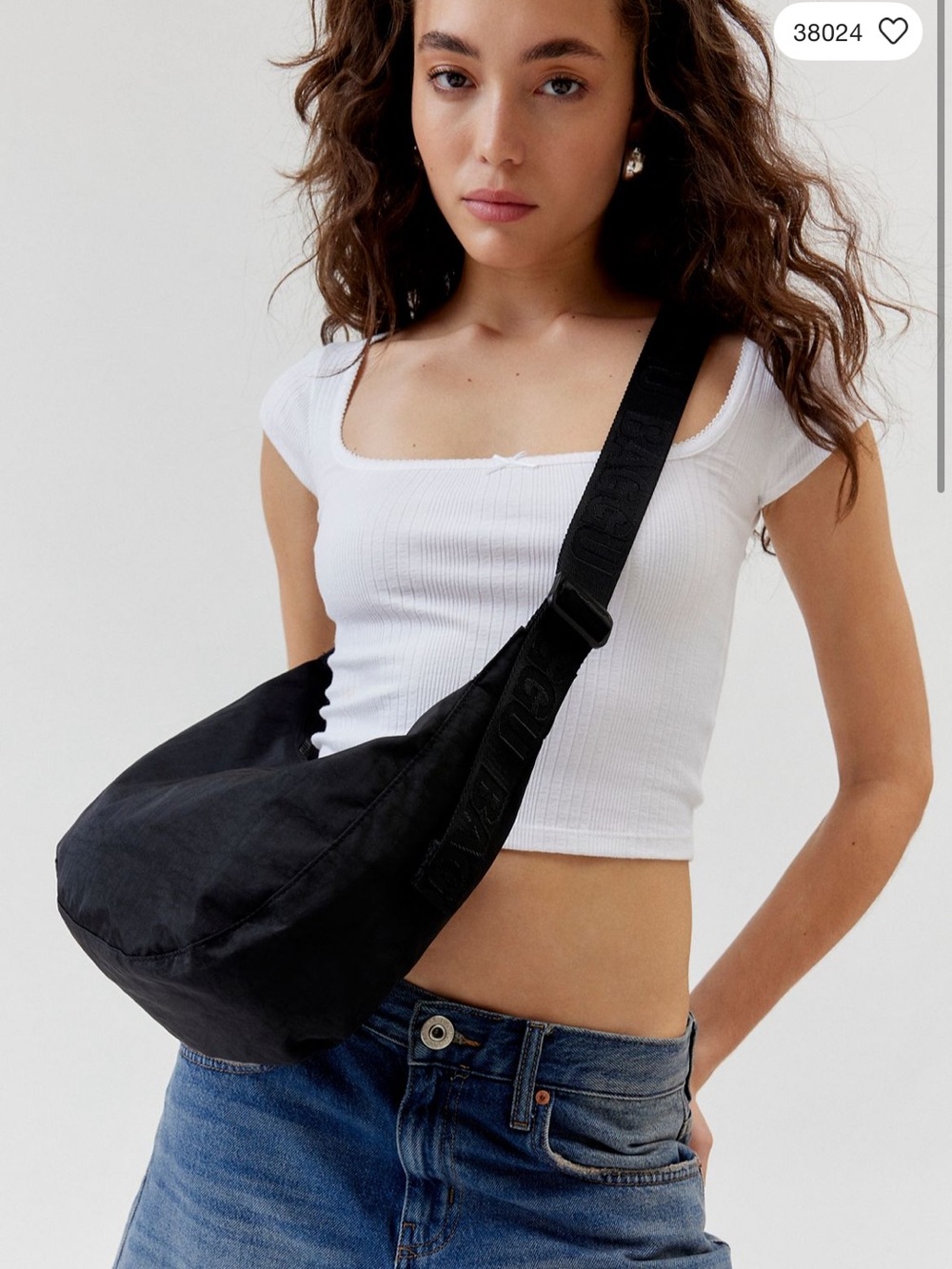 BAGGU Black medium nylon crescent Bag